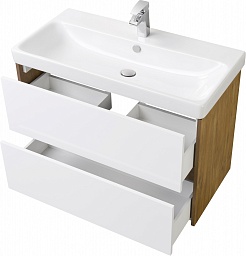 Акватон Мебель для ванной Сканди 90 дуб рустикальный, белая – фотография-7